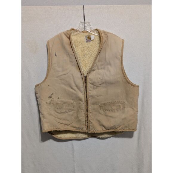 Vintage Y2K Carhartt Work Vest with Fleece Lining Brown Size XL - Picture 1 of 6